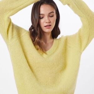 MBYM Franchesca Orange Alpaca Blend Chunky Deep V Neck Sweater XL